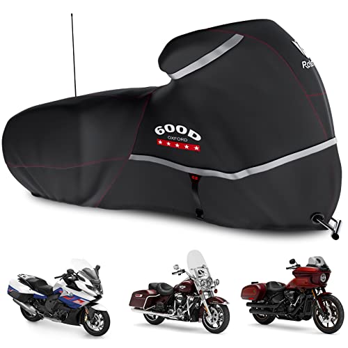 Motorcycle Cover 600D Waterproof for Touring Models Harley Davidson Road King (Black / Side Box)