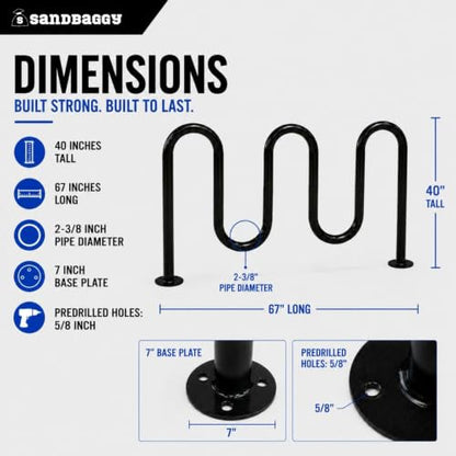 Commercial 7 Bike Rack (5 Loop - 7 Bike Capacity)