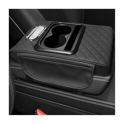 Car Center Console Armrest Pillow (Black, Embroidered)