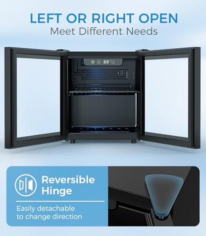 48 Can Beverage Refrigerator Mini Fridge Cooler Glass Door for Beer Soda or Wine (Black)