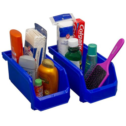 Medium Stackable Plastic Storage Bins (Blue / Medium, 8-Pack)
