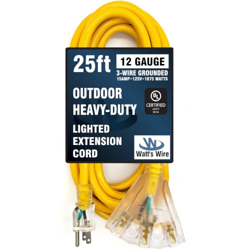 25 ft Outdoor Extension Cord (Yellow / 25 Ft)