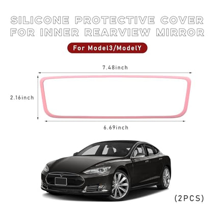 Car Rear View Mirror Protector Frame (Pink-2PCS)