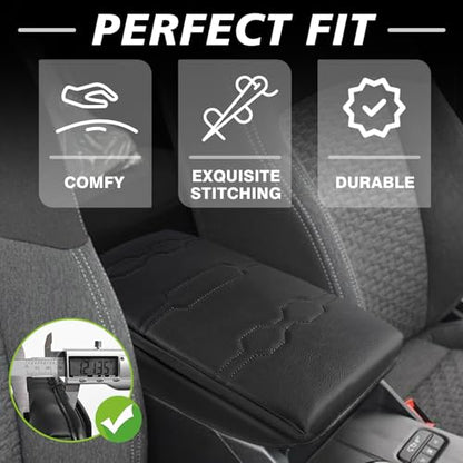 Armrest Cover for Ford Ranger 2024 (8) 24+ |Ranger| Black/Black Stitching, +Thick)