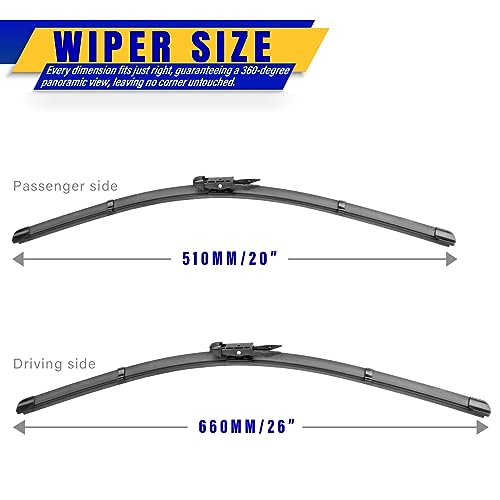 2 Wipers Fits Toyota Avalon 2005 (26"+20")