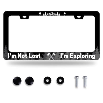 I'm Not Lost I'm Exploring License Plate Frame Stainless Steel Accessory (Funny I'm Not Lost I'm Exploring)