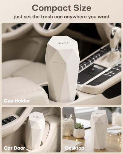 Car Trash Can with Lid (Beige)