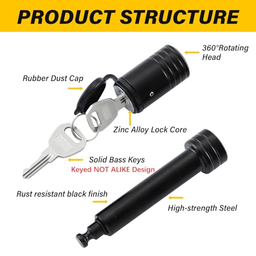 Trailer Hitch Locks with Keys (for Class III IV 2" Receiver)