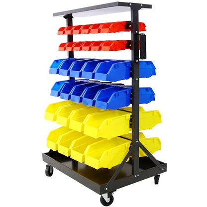 60 Parts Bin Rack Garage Storage Unit 6 Tiers System Steel Shelf with Portable Wheels (6 Tiers)