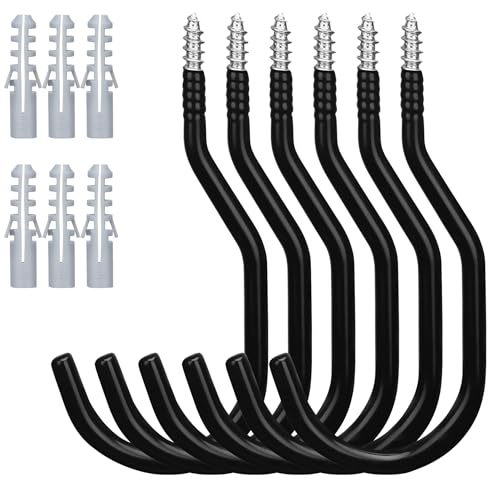 6 Pack Heavy Duty Bike Hooks (7.5"(6PCS) / Black)
