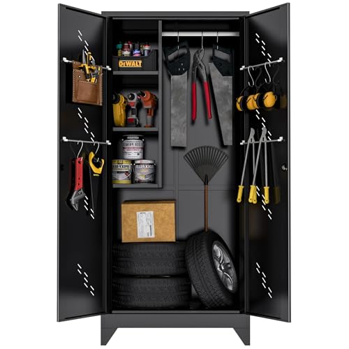 Metal Garage Storage Cabinet (75"h Black)