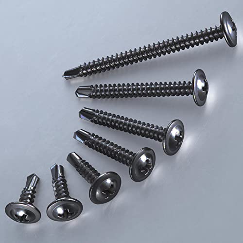 150Pcs)#8×1-1/4” for Sheet Metal Self-Tapping Screws 410 Black Stainless Steel Truss Head High-Strength Quick Tapping (#8X1-1/4" / Black)
