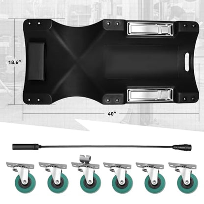 40 in Low Profile Car Rolling Mechanic Creeper (Black / 40" L (w/LED Light))