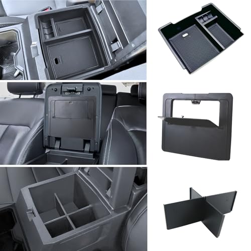 3PCS Center Console Organizer Compatible with Toyota Tacoma 2026 2025 2024 Accessories Middle Console Organizer Interior Armrest Insert Tray Hidden Storage Box Secret Compartment (Black 3PCS)