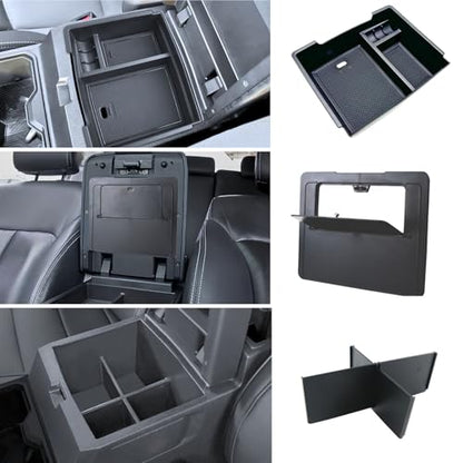 3PCS Center Console Organizer Compatible with Toyota Tacoma 2026 2025 2024 Accessories Middle Console Organizer Interior Armrest Insert Tray Hidden Storage Box Secret Compartment (Black 3PCS)