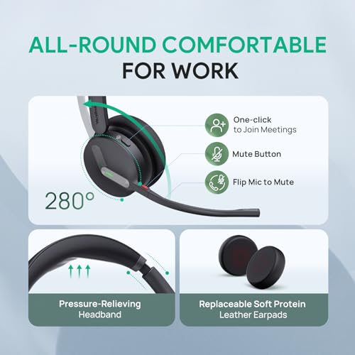 WH64 Mono DECT & Bluetooth Wireless Headset for Phone PC Cellphone (Mono)