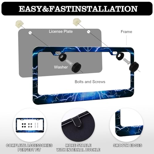Blue Lightning License Plate Frames (Blue Thunder)
