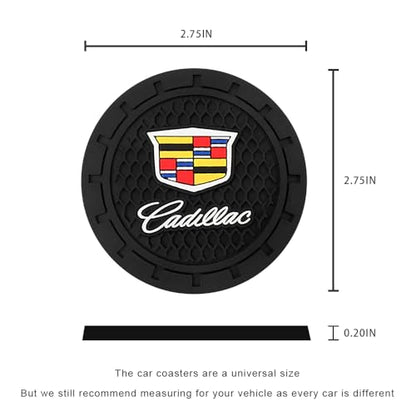 Car Cup Holder Coaster for Cadillac Series Recessed Silicone Cupholder Coaster Interior Accessories 2.75in 2Pieces Black (Black-a12)