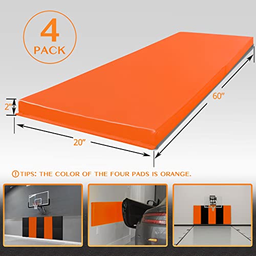 4 Pack 2" Thick Foam Protection Wall Pad (60" x 20" x 2" / 4 PACK / ORANGE)