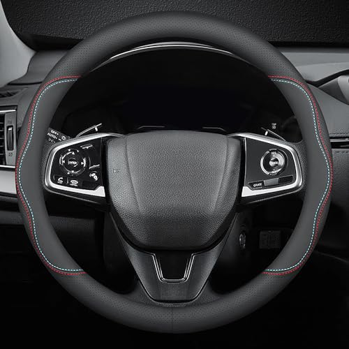 New Nappa Leather car Steering Wheel Cover (black (red and blue))
