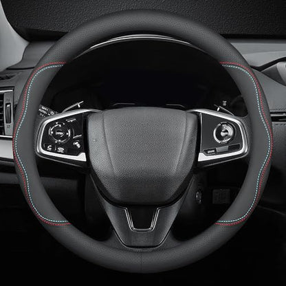 New Nappa Leather car Steering Wheel Cover (black (red and blue))