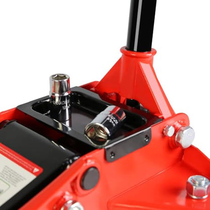2.5 Ton Low Profile Floor Jack (Red - 2.5 Ton(Dual Pump), Lift 3.5"-19.5")