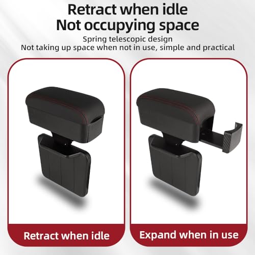 Car Armrest Box with Cup Holder Car Central Liftable Armres Storage Organizer Box Arm Rest (Black)