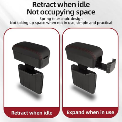 Car Armrest Box with Cup Holder Car Central Liftable Armres Storage Organizer Box Arm Rest (Black)