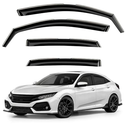 Window Deflectors Smoke Tinted in (For Civic 16-21 Hatchback)