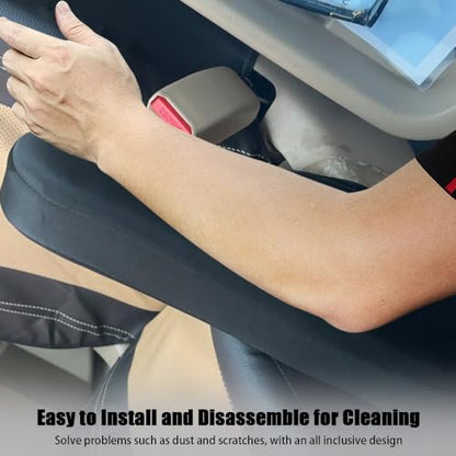 2PC Car Front Seat Armrest Covers (Black-2PC)