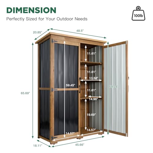 Outdoor Storage Cabinet Waterproof with Shelves (black / 46"L x 18"W x 68"H)