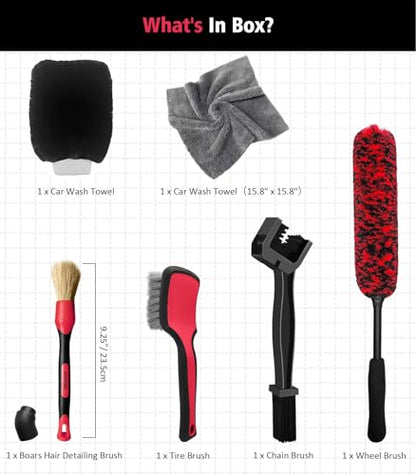 6PCS Motorcycle Cleaning Kit (6 Pack / Black&Red)