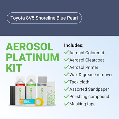 Car Paint Touch Up Spray Kit (Aerosol Spray - Platinum Kit / Shoreline Blue Pearl)