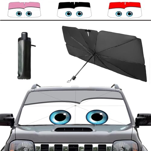 Windshield Sun Shade 2025 Car Accessories 100% Blackout Car Front Windsow Shades Umbrella Automotive Sun Visor Block Heat Insulation Protection (Grey)