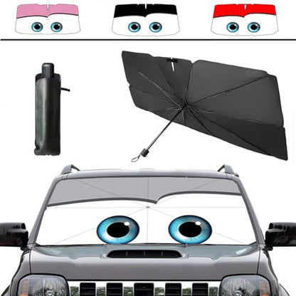 Windshield Sun Shade 2025 Car Accessories 100% Blackout Car Front Windsow Shades Umbrella Automotive Sun Visor Block Heat Insulation Protection (Grey)