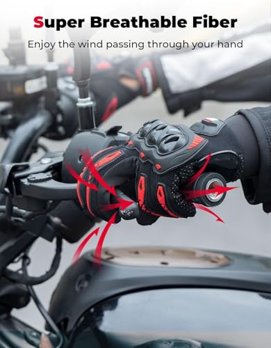 Motorcycle Gloves for Men (Red / Medium)