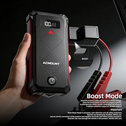 P100 5000A Car Battery Jump Starter for 10.0L Gas (red)