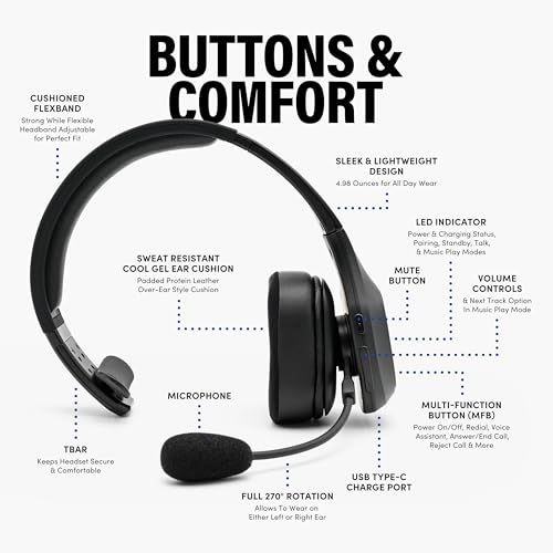 Storm Black Wireless Trucker Bluetooth Headset with Mic (Black / Storm Black)