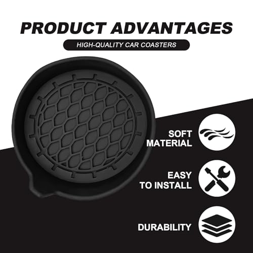 4 Pack Universal Cup Holder Coasters (Black)