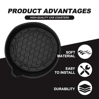 4 Pack Universal Cup Holder Coasters (Black)