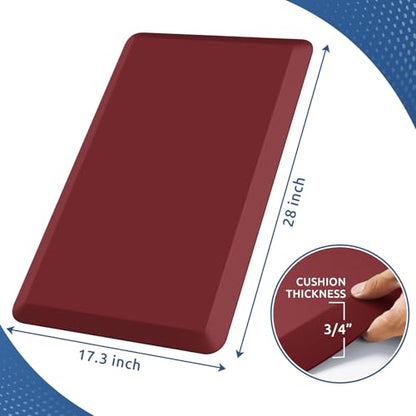 0.8" Thick Kitchen Mat Cushioned Anti Fatigue Rug Comfort Floor Mats (Red / 28"L x 17.3"W x 0.8"Th)