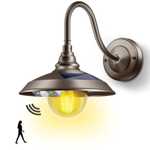 Solar Barn Light Outdoor Aluminum 3 Modes Remote (Dark Bronze / 1 Pack)
