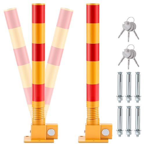 2 Pcs Spring Parking Post Barrier (Red)