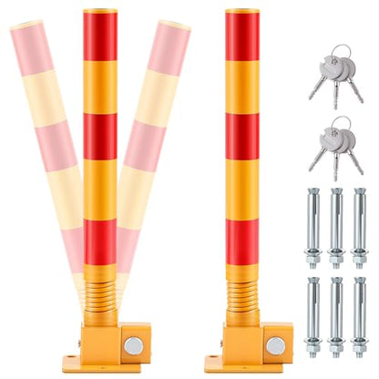 2 Pcs Spring Parking Post Barrier (Red)