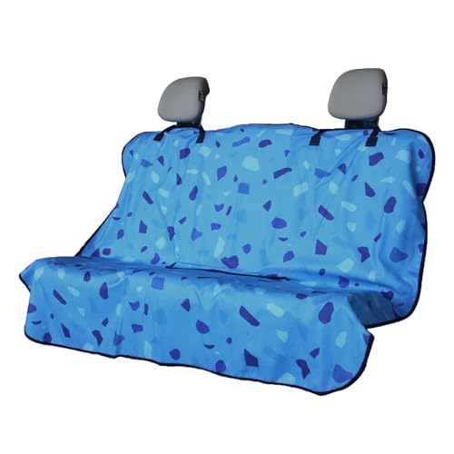 Back Seat Cover for Car Trucks Van SUV Jeep (Rear Bench Seat Towel / Blue Marbling)