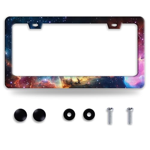 Galaxy Universe Stainless Steel License Plate Frame for US Cars Decor (Beautiful Galaxy)