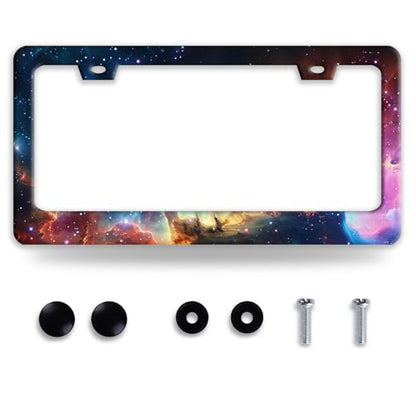 Galaxy Universe Stainless Steel License Plate Frame for US Cars Decor (Beautiful Galaxy)