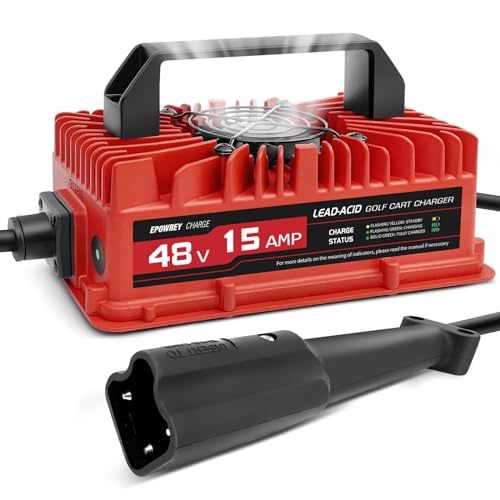 15 Amp 48 Volt Golf Cart Battery Charger for Yamaha G29 (Red)