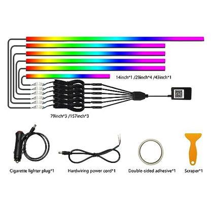 Dreamcolor 6 in 1 Car LED Strip Lights with APP Control and 213 Color Modes (6 lights)