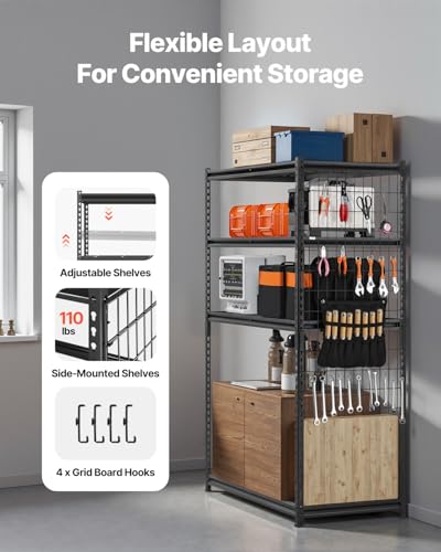 Storage Shelving Unit (Black / 36" L x 16" W x 72" H)